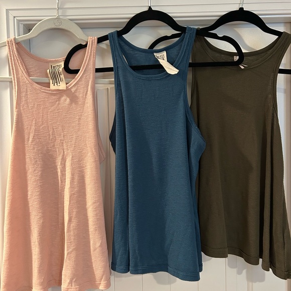 Free People Tank Tops - Soft Pink, Deep Blue, Olive Green - Picture 1 of 2